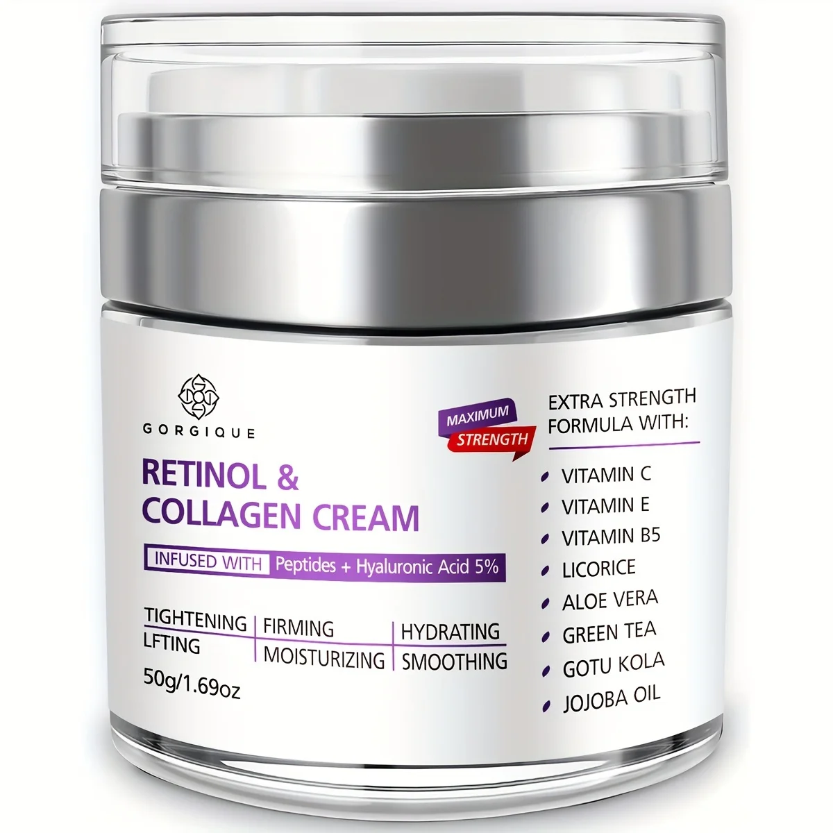 Retinol and Collagen Face Cream for Face Moisturizer with Hyaluronic Acid, Day Night Collagen Cream