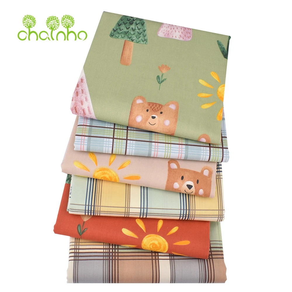 Chainho,Printed Twill Weave Cotton Fabric,DIY Sewing Quilting Material，Patchwork Cloth,6 Designs Cartoon Series,2 Sizes,15C305