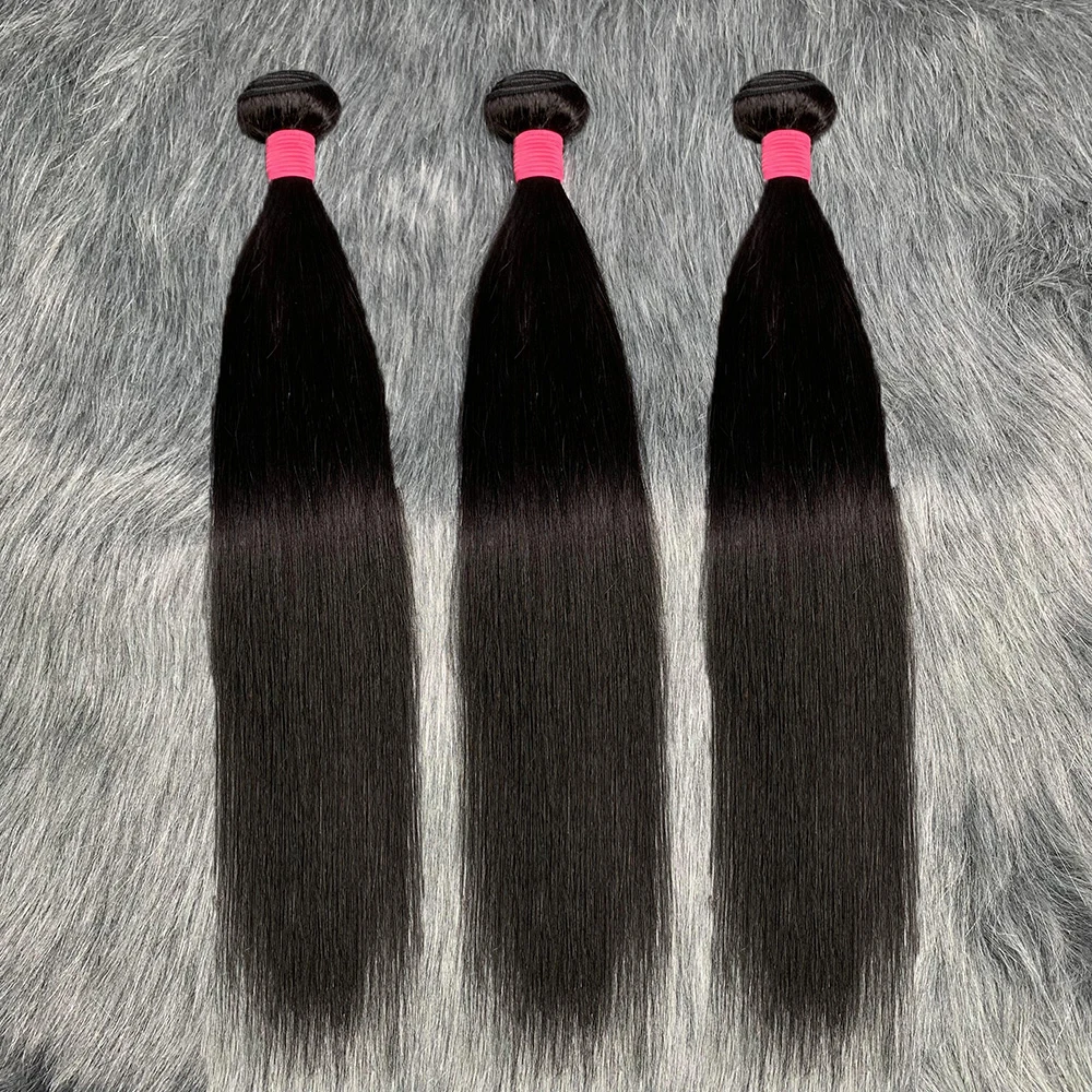 Straight Human Hair Bundles Brazilian Remy Hair Weave Bundles 10a Grade Double Draw Straight Extensions 90-95g/PC