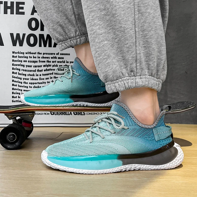 

2023 New Men's Shoes Summer Breathable Anti-odor Thin Mesh Surface Woven Sports Leisure Popcorn Bottom Running Tide Shoes