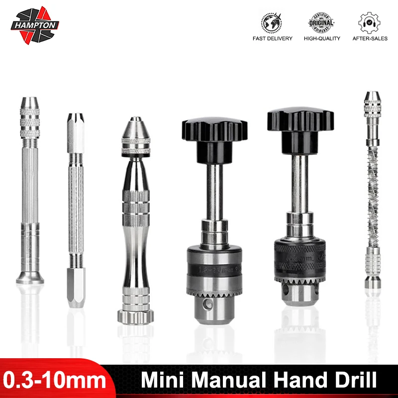 Hampton Micro Aluminum Hand Drill Drilling Chuck Jewelry Craft Hand Pin Hole Drill for Woodworking Rotary Tools Drill Chuck Hand