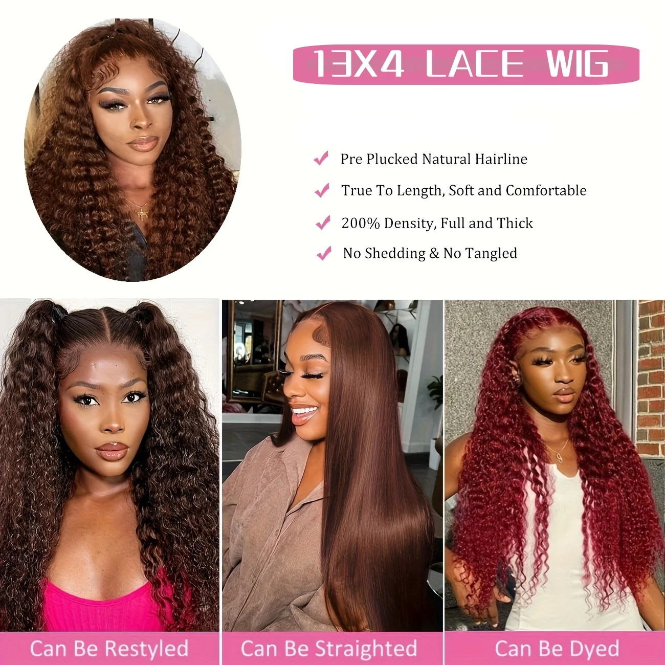 Chocolate Brown Curly Human Hair Wig 13x4 Lace Front Human Hair Wigs For Women Jerry Curly Glueless Wigs On Clearance Sale 6