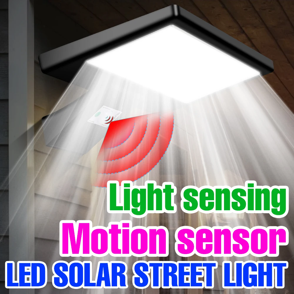 LED Solar Light Outdoor Garden Street Lamp With Motion Sensor Solar Panel Spotlight For Patio Waterproof LED Exterior Floodlight