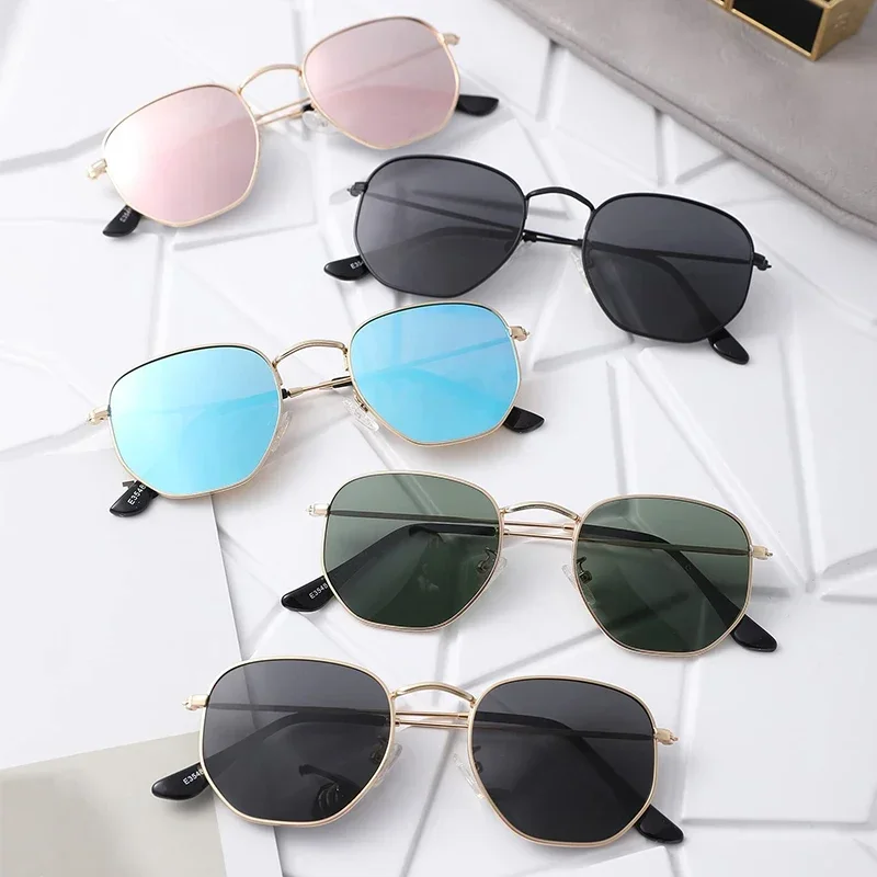 Classic Polarized Hexagon Sunglasses for Women Men Polygon Sunnies Square Metal Frame 6