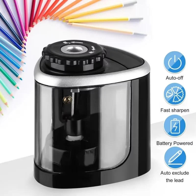 Temperino Elettrico Automatico Portatile con Lama Elicoidale in Acciaio per Matite da 6-8mm, per Artisti, Bambini, Adulti, Scuola e Casa