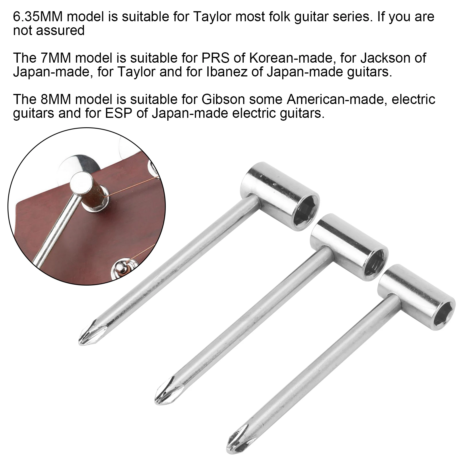 3Pcs Hexagon Socket Wrench For Adjusting Brass Truss Rod Hex Nut Truss Rod Wrench Adjustment Guitar Spanner Repair Tools