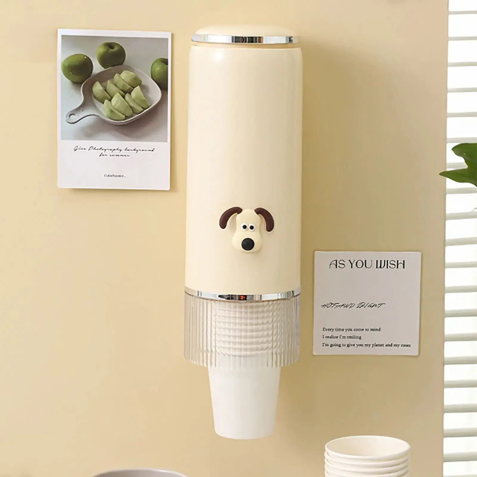 Cup Dispenser Cute Puppy Wall-mounted Paper Home Cup Holder Disposable Cup Holder Party Plastic Cup Holder Paper Cups Dispenser