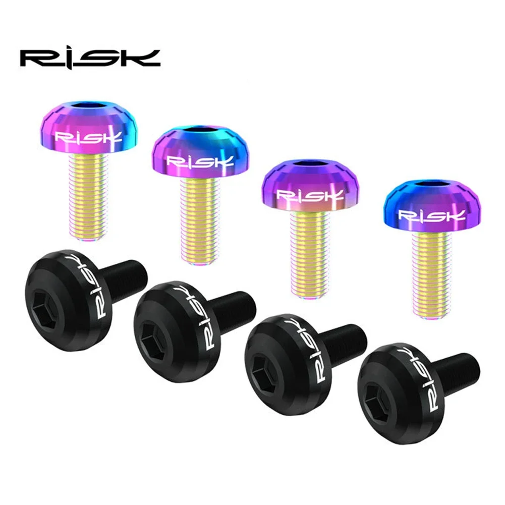 RISK M5x12mm Titanium Alloy Bike Bottle /Holder Screw Bicycle Water Bottle Cage Bolts Black/titanium/colorful/gold Bicycle Tools