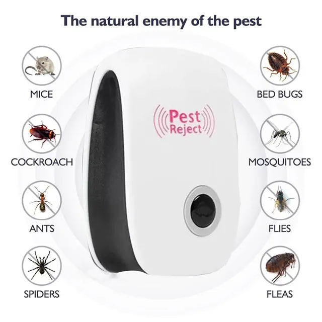 Pest Elutasítja Az Ultrahang Egér Csótány -Visszatelepítő Eszköz Rovar Patkányok Pókok Szúnyoggyilkos Kártevőirtó Háztartási Kártevő - Image 5