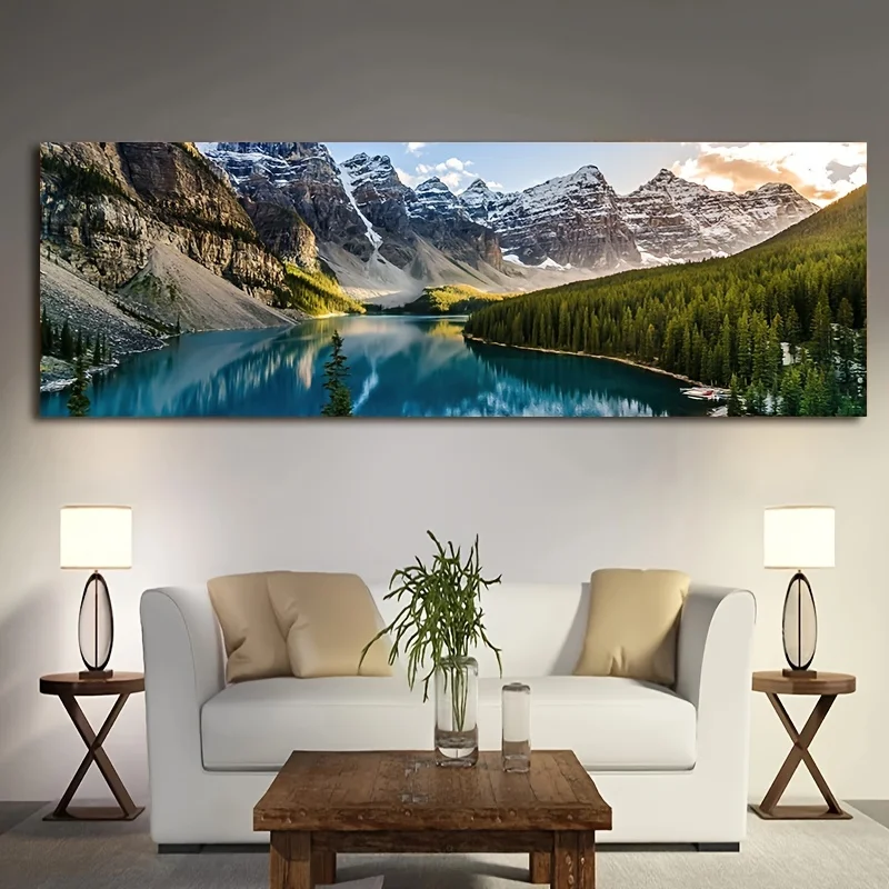 LAKE FOREST MOUNTAIN SCENERY LANDSCAPE CANVAS PAINTING WALL ART HOME DECOR