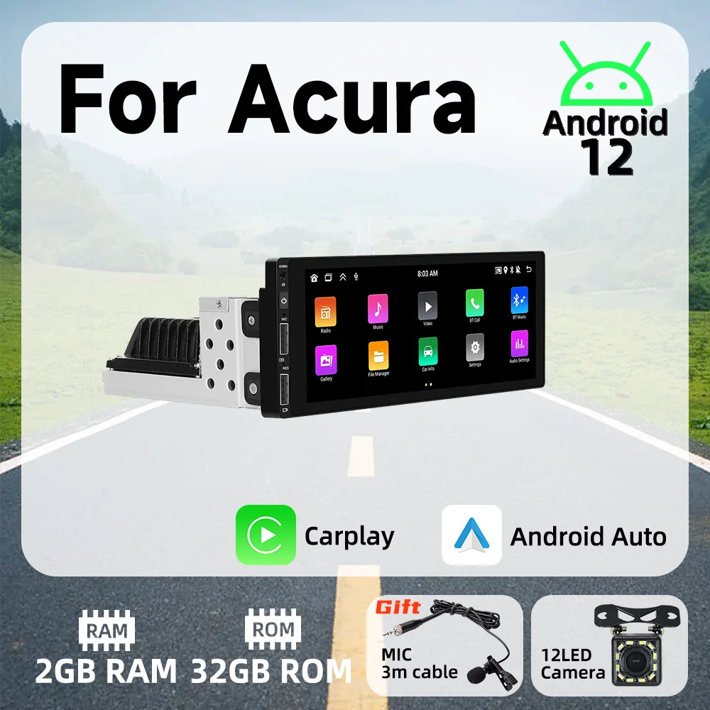 

6.9" 1 Din Android Radio Car Multimedia Player for Acura Android Auto Stereo Head Unit Carplay Autoradio GPS Navigation BT Wifi