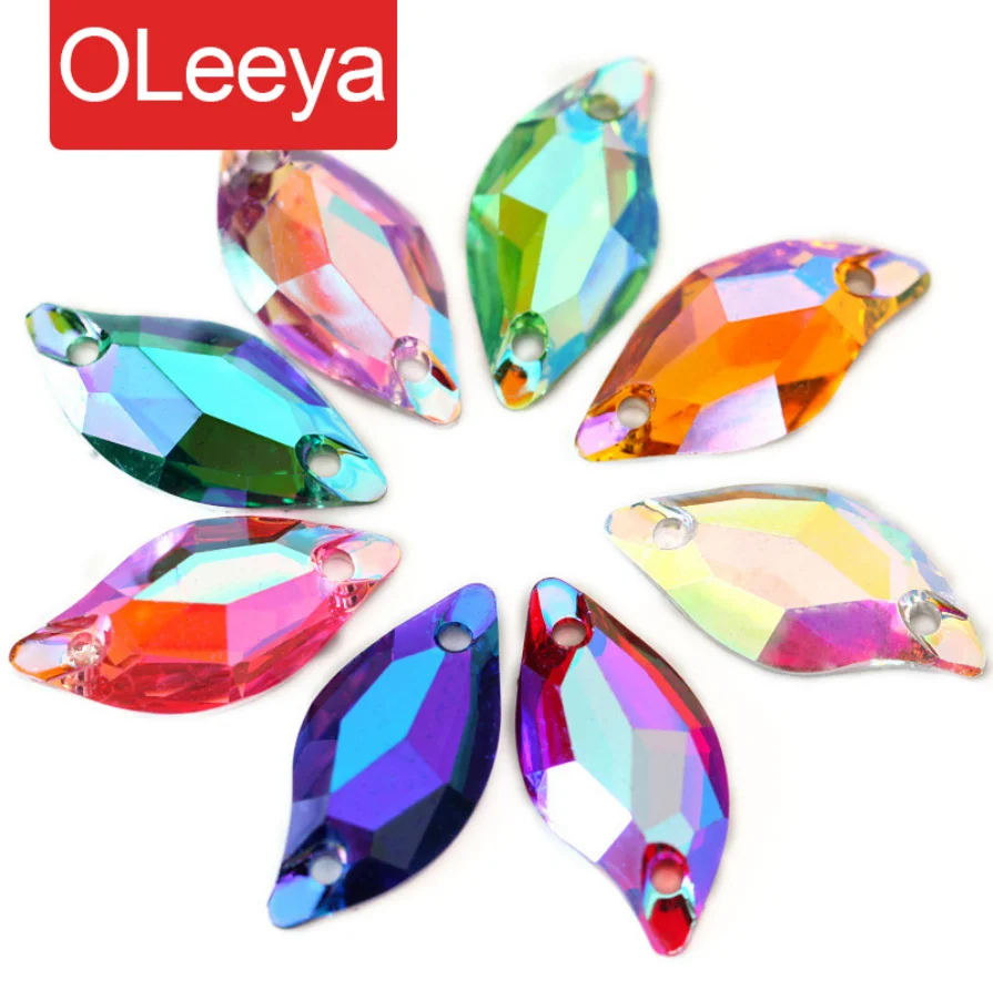 9x20mm50pcsLeafResinSewOnRhinestonesFlatbackSewOnRhinestoneGlitterRhinestoneFor