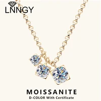 Lnngy Three Stone Moissanite Pendant Necklace Niche 925 Sterling Silver  Chain Necklaces for Women collar plata 925 Jewelry Gift