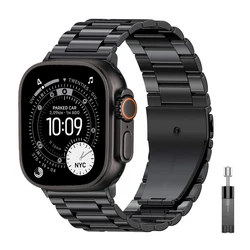 Premium Stainless Steel Watch Strap for Men - Metal Bracelet for Smartwatch (Black)