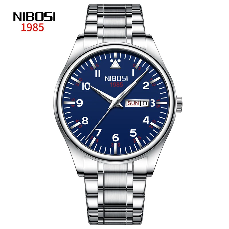 

NIBOSI Brand Fashion Classic Week Date Quartz Watches for Men Stainless Steel Waterproof Business Men Watch Relogio Masculino