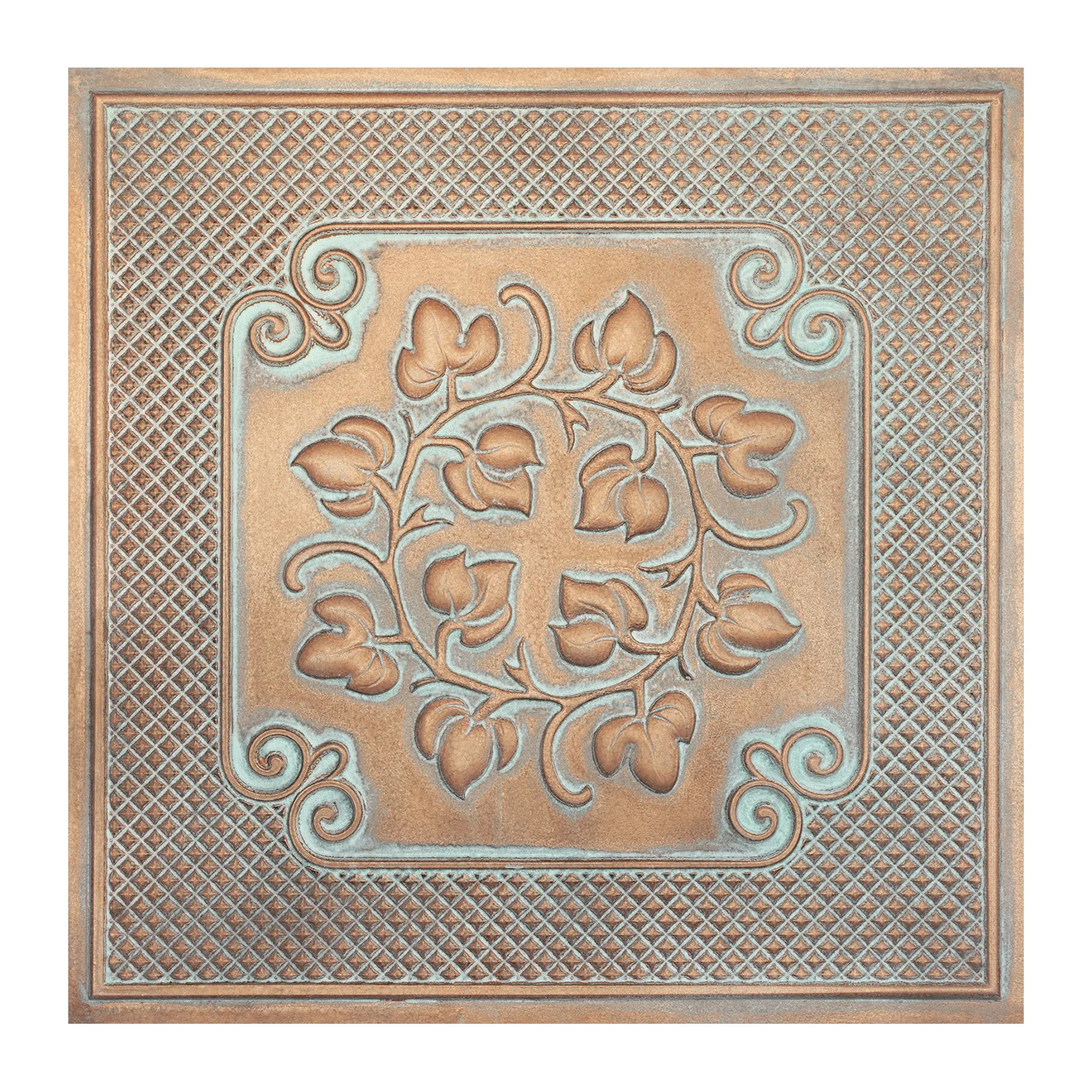 

Faux Painting Ceiling Tiles Easy to Install PVC Panels for Cafe Club PL66 weather copper 10pcs/lot