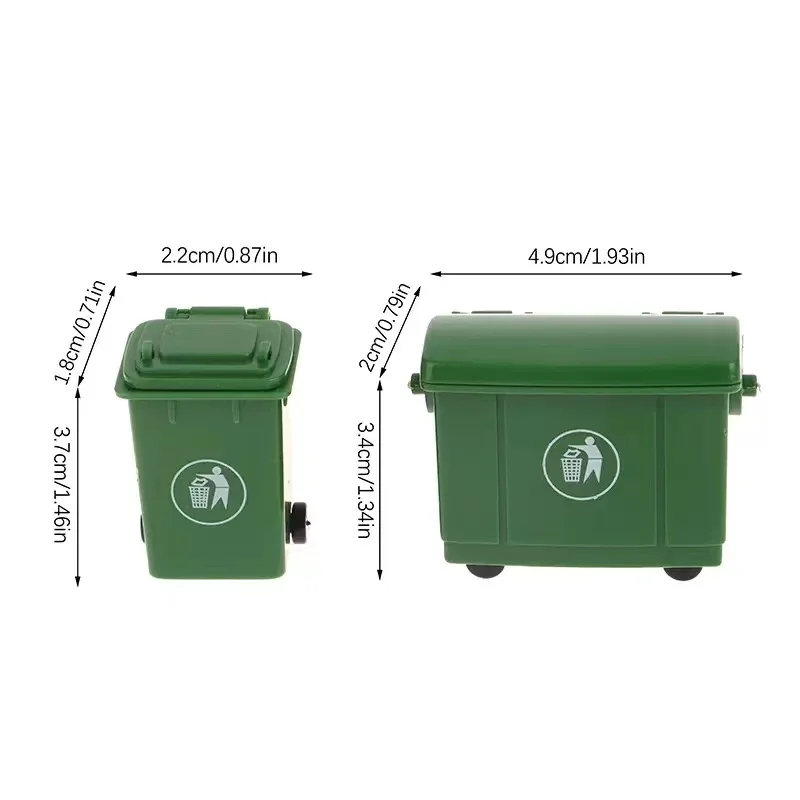 Cute 1/12 Dollhouse Miniature Mini Trash Can Garbage Curbside Trash Bin Model Sanitation Outdoor City Scene Accessorie Kids Toys 4