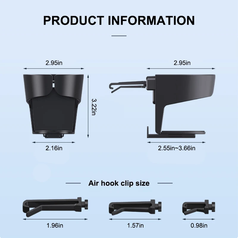 Black ABS Car Air Vent Cup Holder Stable Anti Shake Design