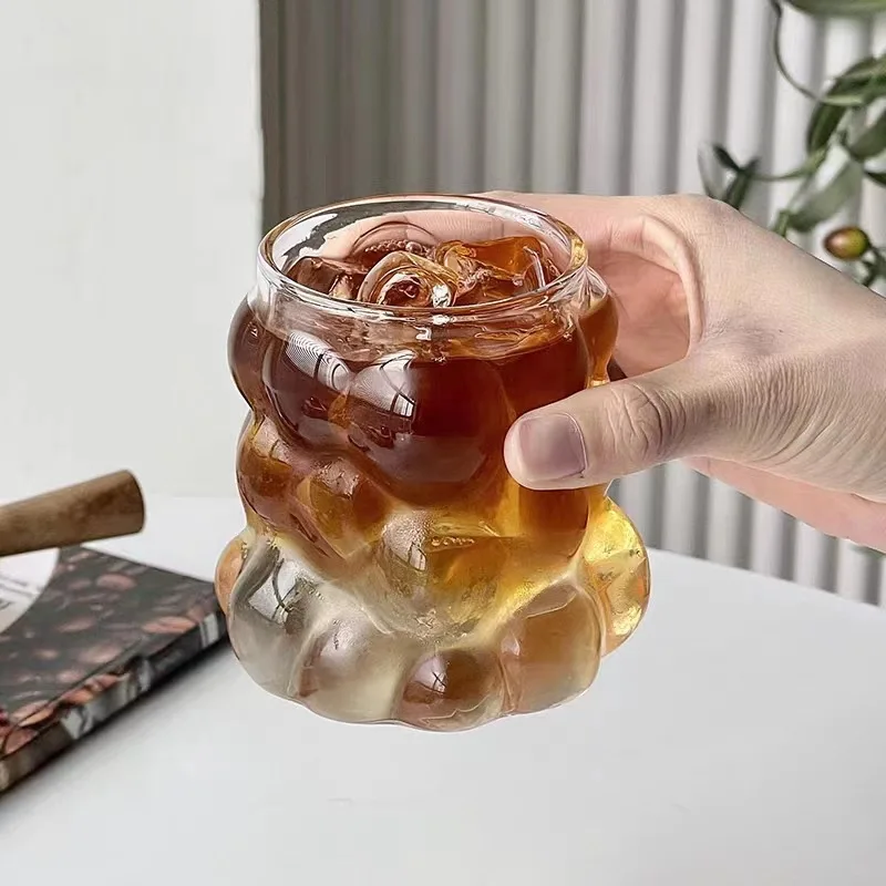 Drinking Glass 1pc 350ml Grapes Glass Coffee Mug Stylish Design Heat Resistant Drinking Glass for Home Office Latte Cup Summer Drinkware Gifts