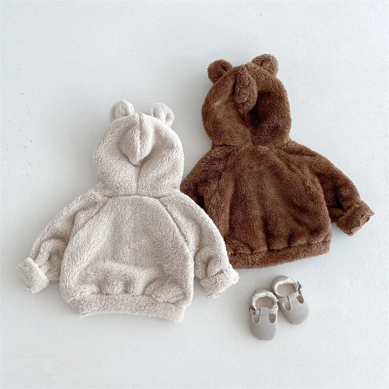 Winter Thicken Outerwear Boys Coat Warm Faux Fur Hooded Cape Jacket For Girls Kids Princess Parkas Plush Clothing 7M-5 Years
