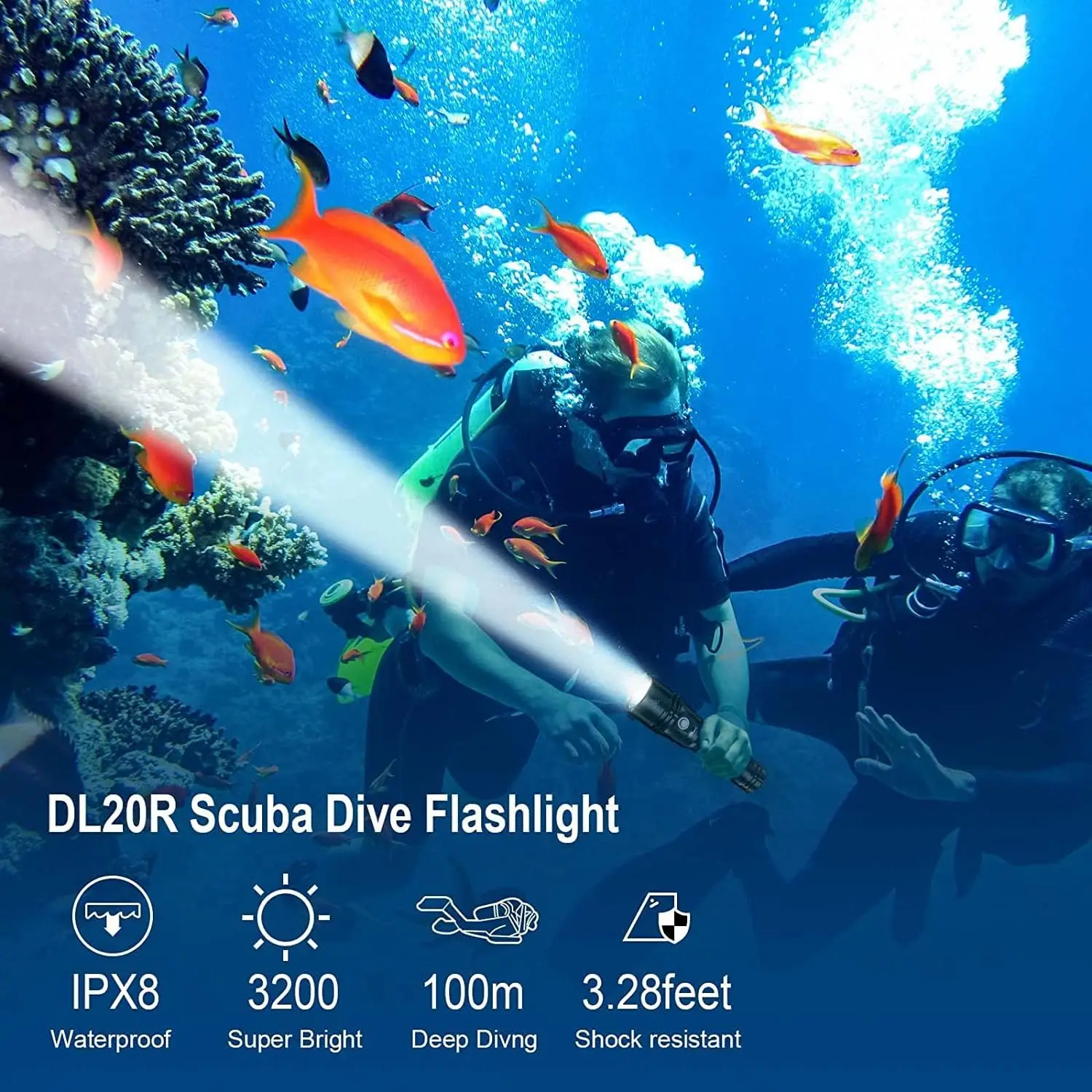Wurkkos DL20R USB C Rechargeable Diving Light 3200lm XHP50.2 18650 Flashlight Magnetic Control Switch