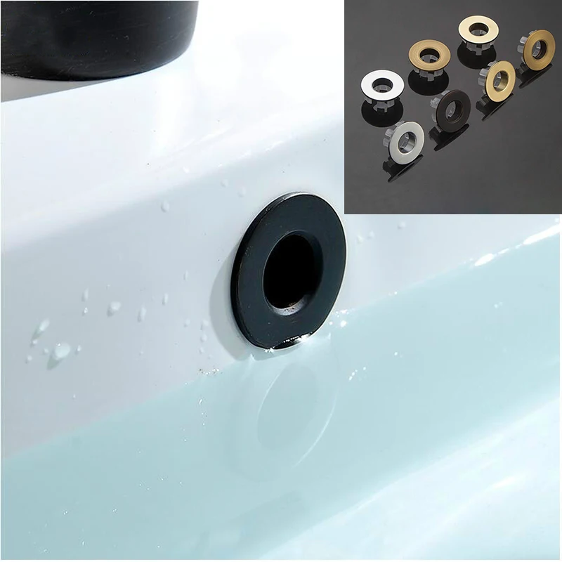 Overflow Cover Black Silver Gold Vintage Bronze Brass Bathroom Basin Faucet Sink With Six-foot Ring Insert Replacement |
