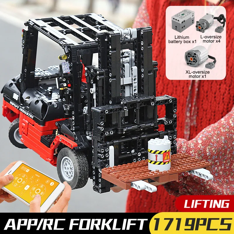 MOULD KING 13106 Technical Model Kits MOC-3681 City Engineering Vehicles RC Forklift Truck Toy for Kids Birthday Gift