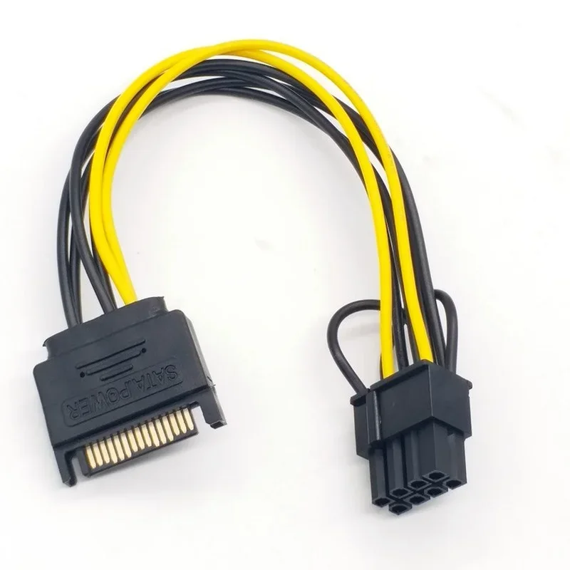 Power Cable SATA Power Cable Extension 20cm 15 Pin SATA To 8 Pin(6 + 2) PCI-E