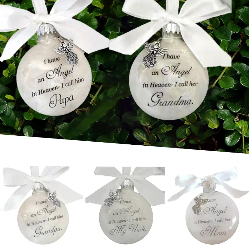 Christmas Tree Balls Commemorate Ornament Feather Ball Angel In Heaven Memorial Ornament Xtmas Tree Hanging In Memory of Mom Dad