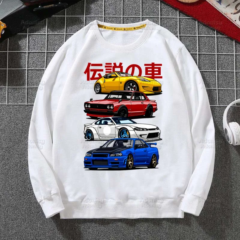 

Японская ностальгическая Мужская толстовка JDM с графическим рисунком, осенний мужской пуловер в стиле хип-хоп, свитшоты Initial D, толстовки с японским автомобилем, мужская белая толстовка
