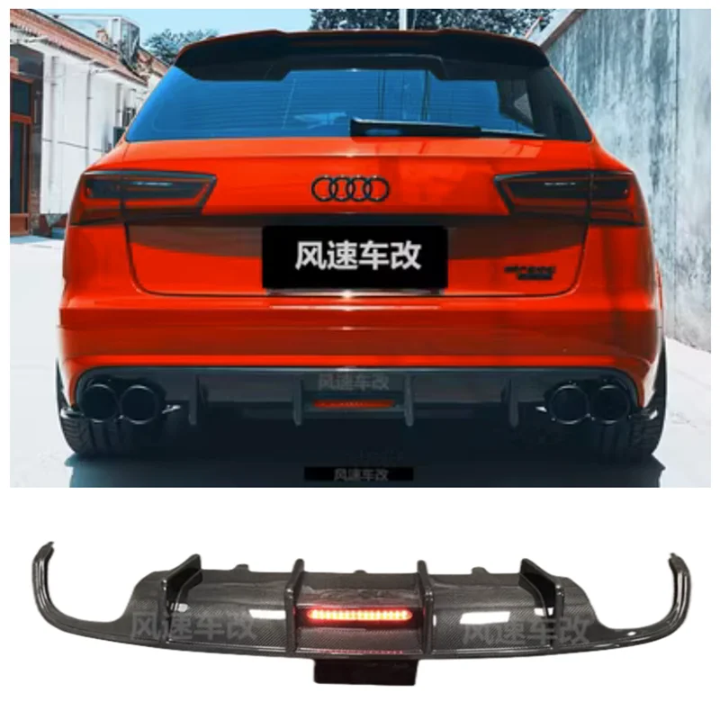 

For Audi A6 C7 Travel Avant/Allroad 2016 2017 2018 High Quality Carbon Fiber Trunk Bumper Rear Diffuser Exhaust Spoiler Cover