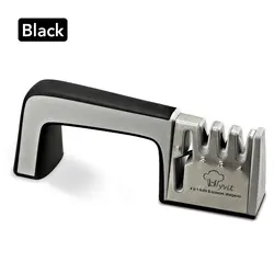 4 - in - 1 Diamond Coated Knife and Scissors Sharpener with Fine Rod and Stainless Steel Blades - Ship within 24H (Black 4 in 1)