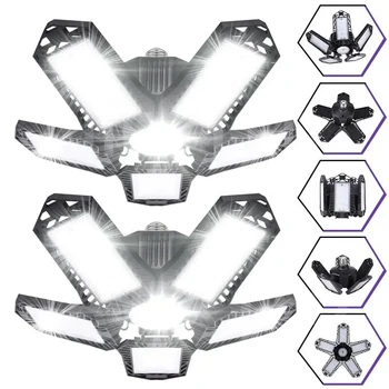 LED Garage Light Bulbs, 40W 60W 80W10000LM Super Bright Garage Lighting LED Shop Light With Adjustable Panels, E27 Screw Socket