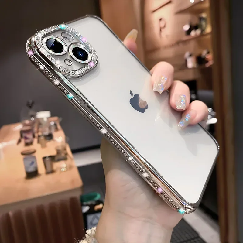 Elegant Rhinestone Jewelled Clear Case with Soft Silicon Cover