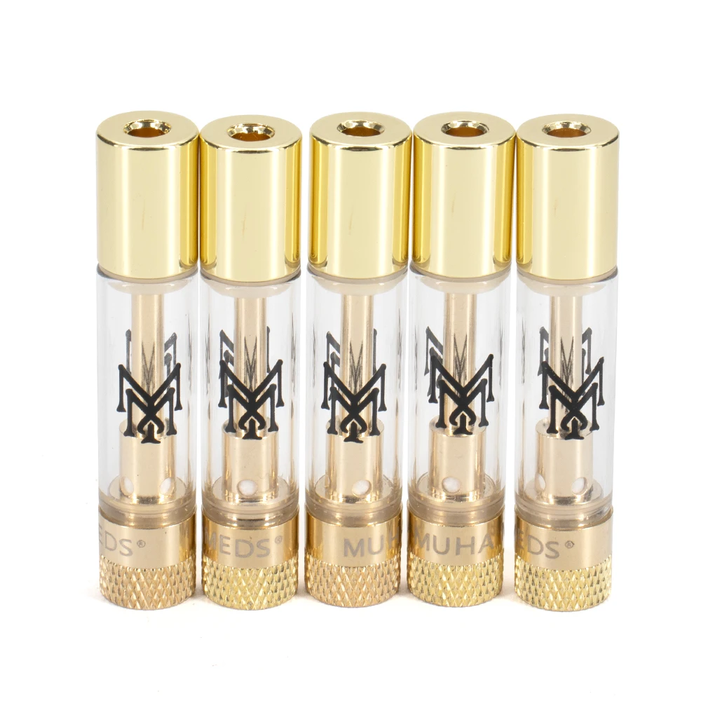10p MUHA MEDS Vape Cartridegs Carts 0.8/1.0ml 510 Thread Ceramic Coil GOLD Tip Empty Vaporizer Thick Oil Cartridge with Package