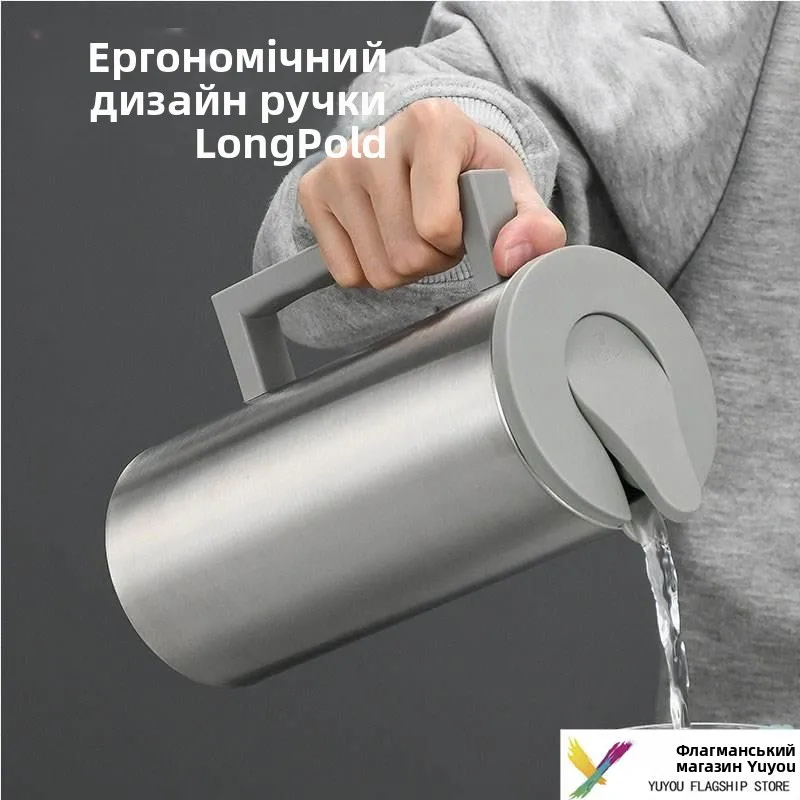 Large Capacity Stainless Steel Insulated Water Jug With Handle Coffee Thermal Pot 1800Ml