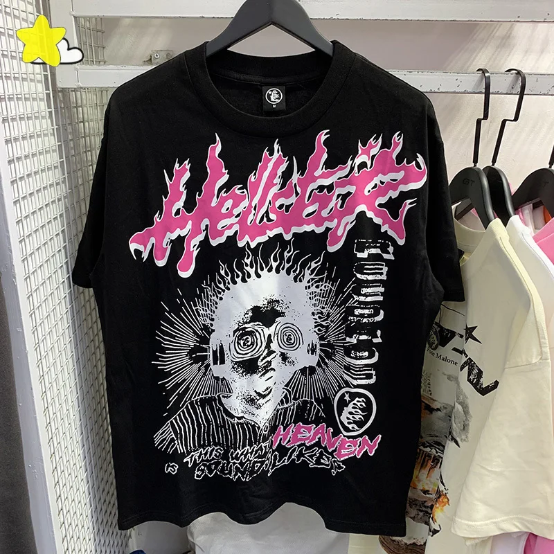

Уличная одежда 24SS в стиле хип-хоп, футболка с графическим принтом Hellstar, Высококачественная хлопковая Футболка большого размера, футболка для мужчин и женщин