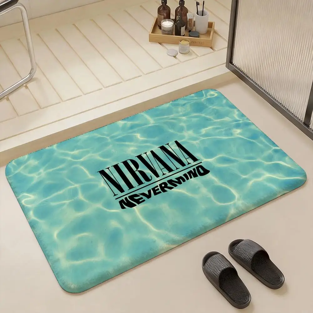 N-Nirvana-Rock Band Anime Floor Mat Eco - 플란넬 도어매트 미끄럼 방지 무취 실내 바닥 러그 부드러운 짧은 플러시 홈 매트