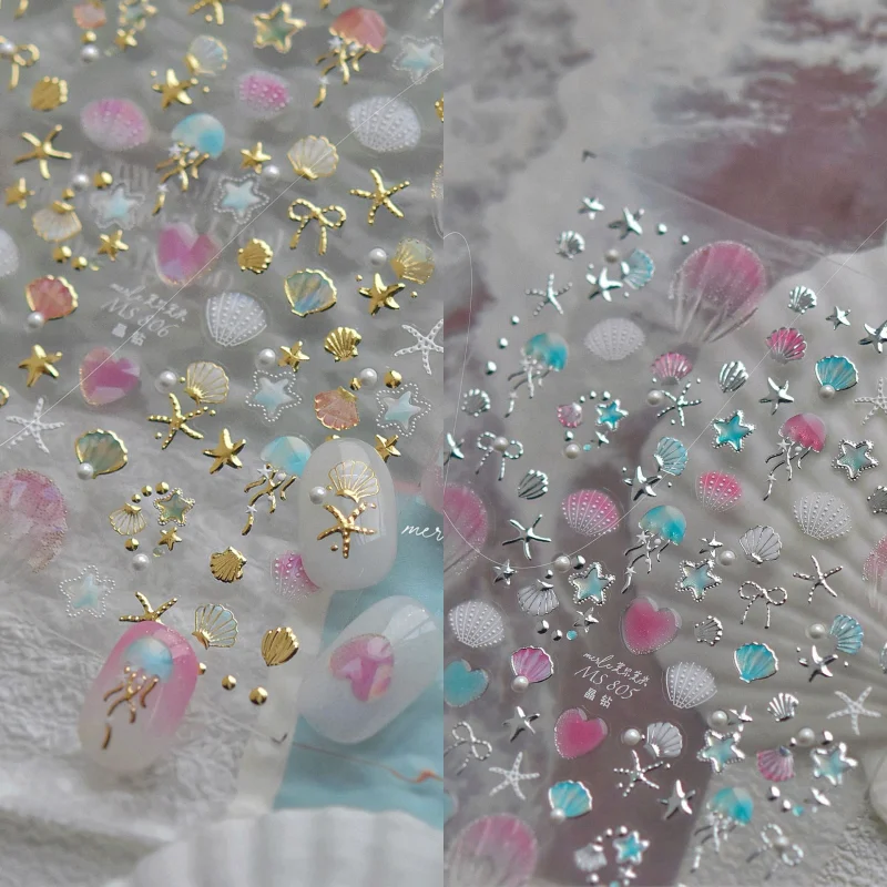 Enhance Your Nails: Cute Starfish Shell 3D Summer Manicure Stickers