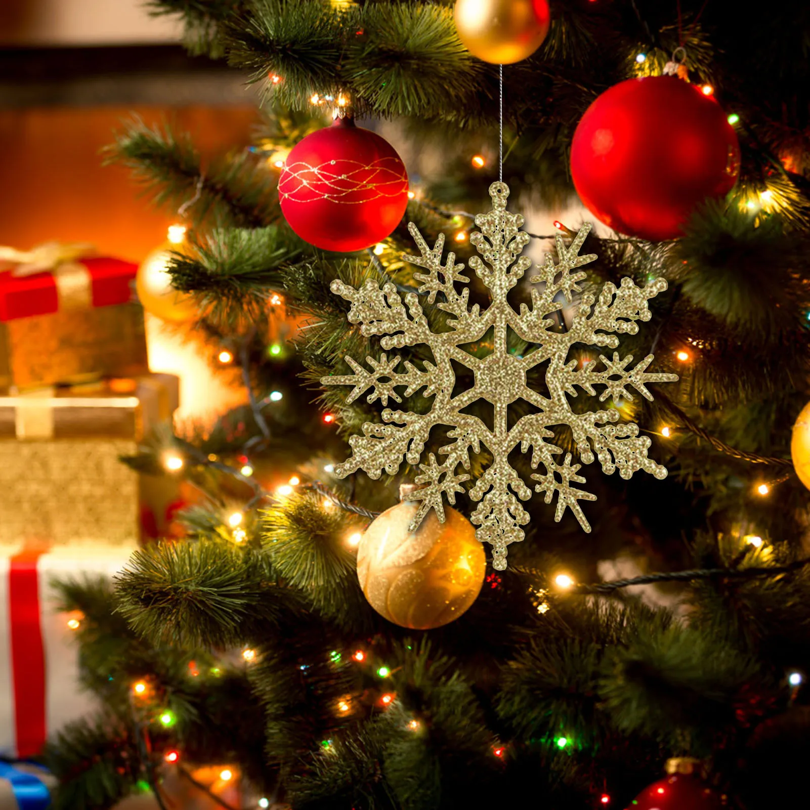 

Рождественская Снежинка украшения зимний Блестящий подвесной Декор Рождественская елка акценты для украшения Крафта Рождественское украшение для дома