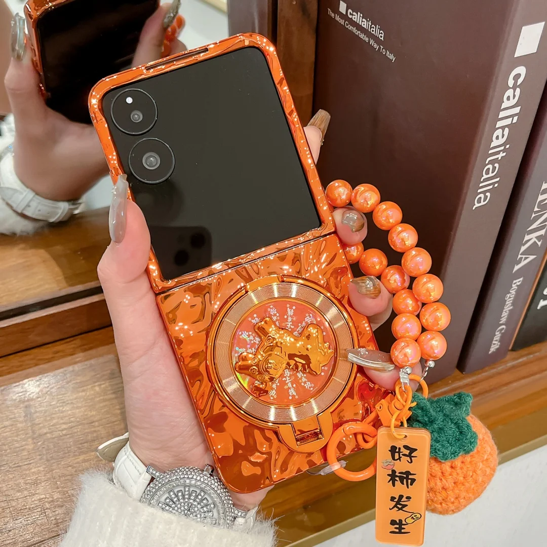 Waves Orange Bracelet Doll Horse Ring Holder Design Phone Case