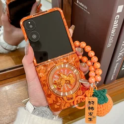 Waves Orange Bracelet Doll Horse Ring Holder Design Phone Case - Xiaomi mix flip 2 (A1)