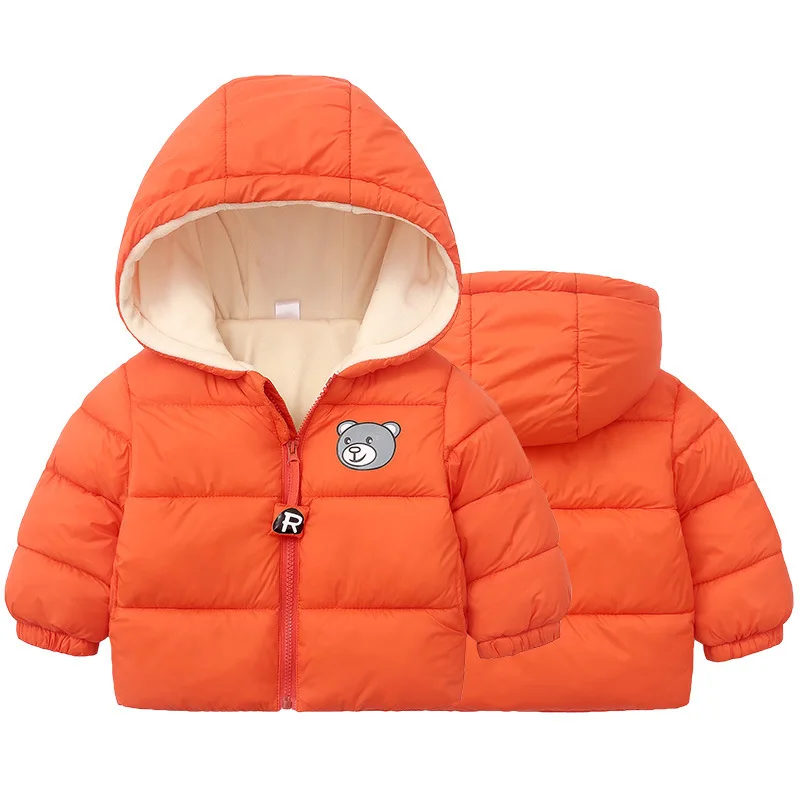 Boys and Girls Thickened Plush Cotton Clothing Red Hooded Jacket Small and Medium Children Cartoon Hooded Warm Jacket Winter red and black plaid jacket Outerwear & Coats