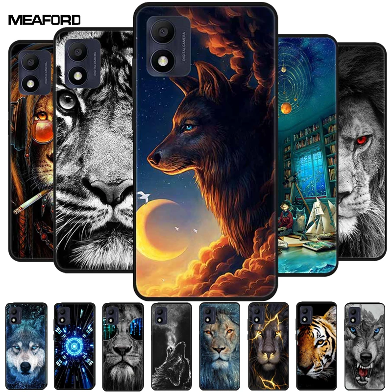 Per Alcatel 1B 2022 Custodie Wolf Lion Soft Tpu Cover Posteriore Verniciata In Silicone Per Alcatel 1B (2022) Custodie Funda 5031D 5031A 1 B Coque