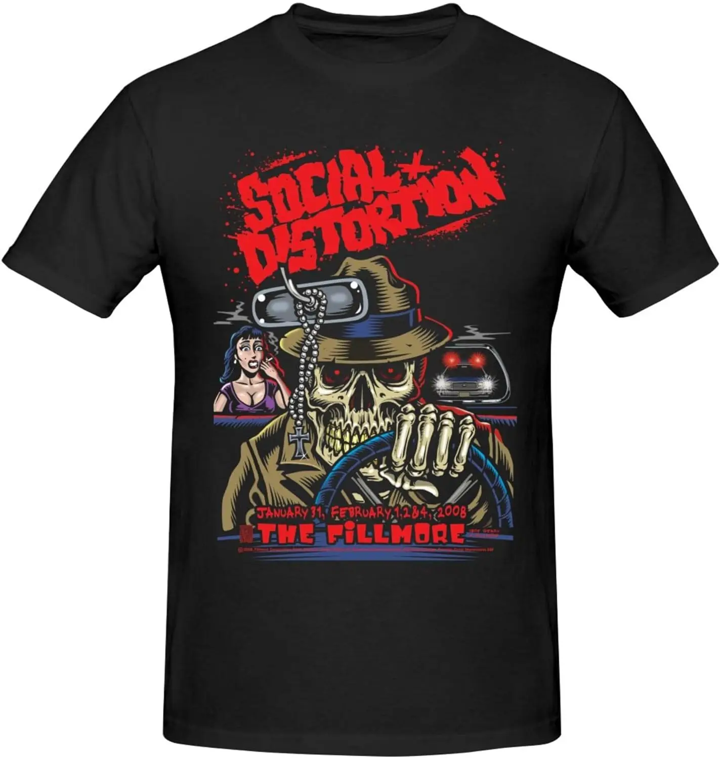 

Social Music Distortion t-Shirts Men's Summer Cotton Casual Crew Neck Short Sleeve Shirt Unisex tees Black