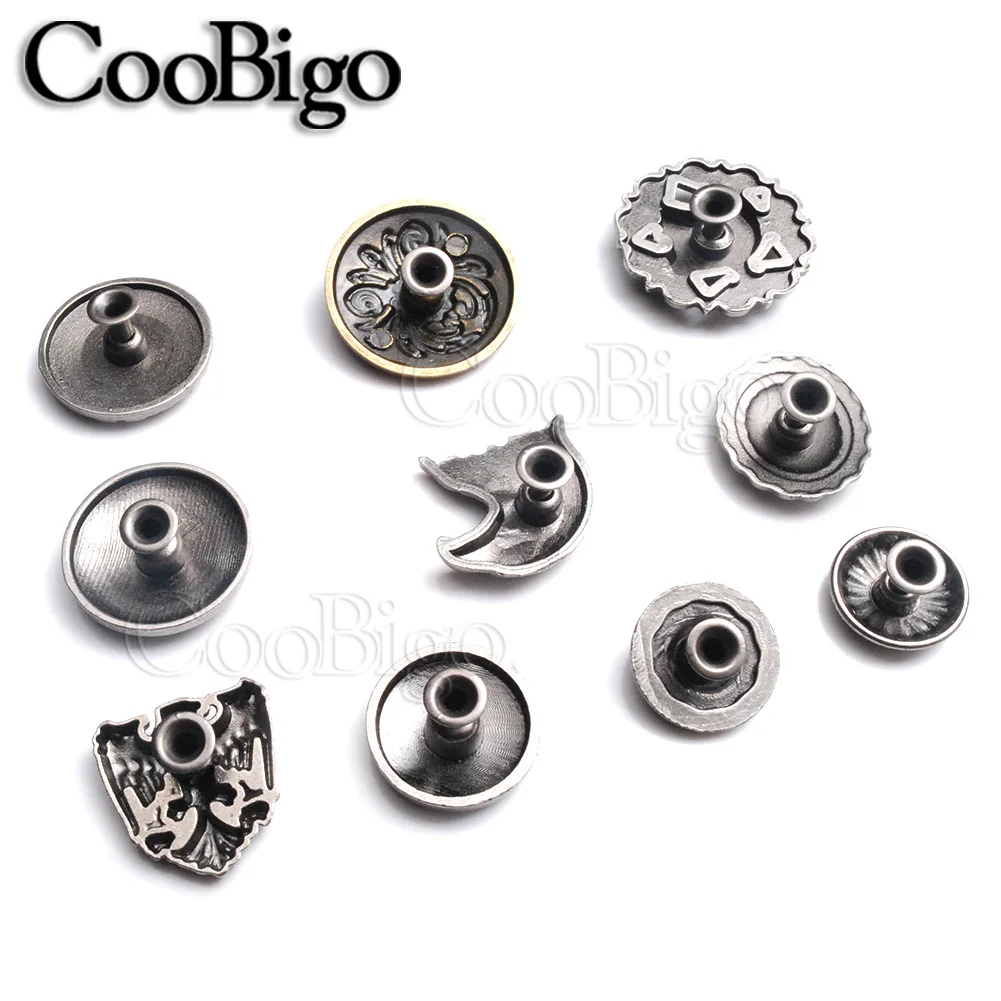 5sets Metal Conchos Rivet Stud Spike Button for Leather Bag Decor Clothes Shoes DIY Craft Accessories