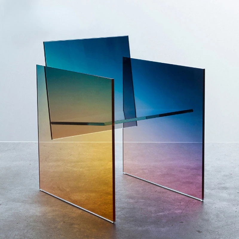 

Simple Transparent Acrylic Gradient Rainbow Leisure Chair Creative Designer Art Color Card Restaurant Coffee Chair