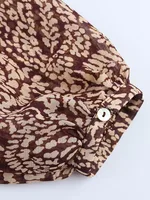 Women Summer MIDI Dress 2025 Vintage Print Chiffon V-Neck Cascading Ruffle Bow Female Elegant Street Dresses Clothing - Image 4