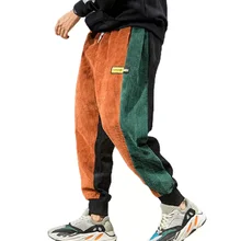  Loose Casual Large Size Contrast Color Long Pants Autumn And Winter Personality Men's Trousers With Feet Corduroy Pants 