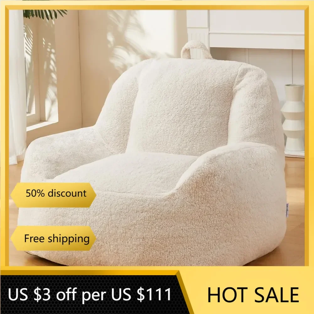 Bean Bag Chair Sherpa Bean Bag Lazy Sofa for Adults with High Density Foam Filling Modern Accent Chairs Comfy Chairs